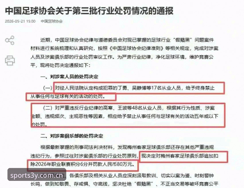 足协第三批禁足名单详解：17人终身禁赛，48人受罚